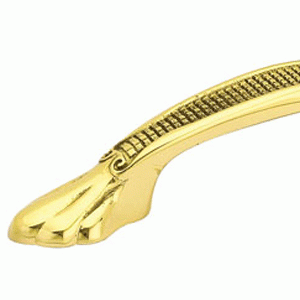 8 1/8 Inch (6 Inch c-c) Solid Brass Footed Pull Polished Brass Finish EMTEK