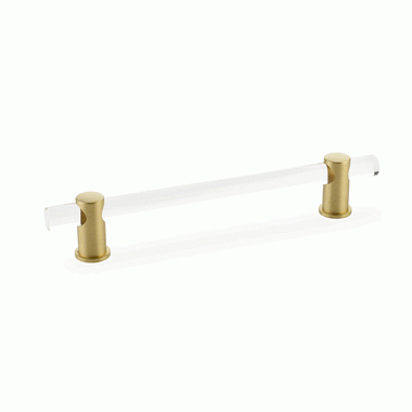 8 Inch (6 Inch c-c) Lumiere Acrylic Pull (Satin Brass Finish) SCHAUB