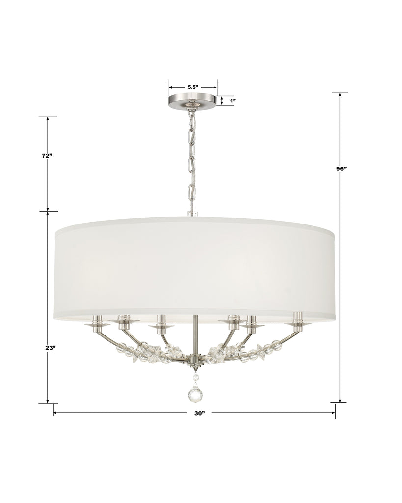 Crystorama Crystorama Mirage 6 Light Polished Nickel Drum Shade Chandelier