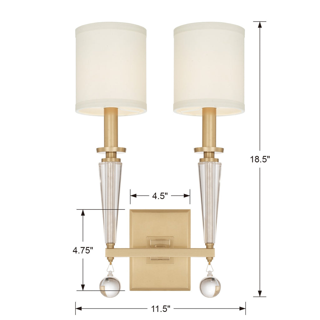 Crystorama Crystorama Paxton 2 Light Aged Brass Sconce