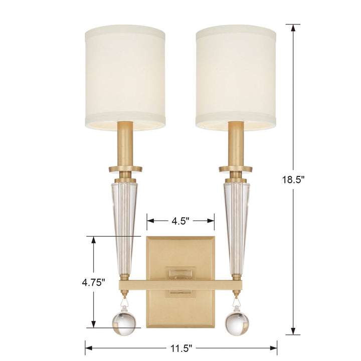 Crystorama Crystorama Paxton 2 Light Aged Brass Sconce