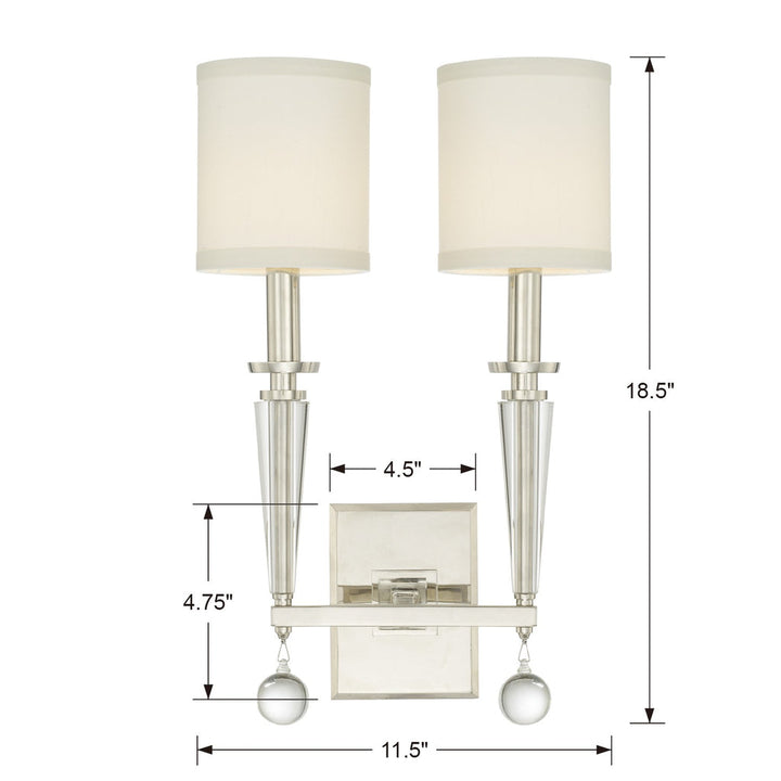 Crystorama Crystorama Paxton 2 Light Polished Nickel Sconce