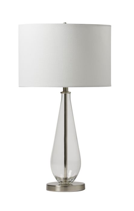 Antique Hardware 1 Light Glass/Metal Base Table Lamp in Clear Glass/Brushed Polished Nickel Table Lamp