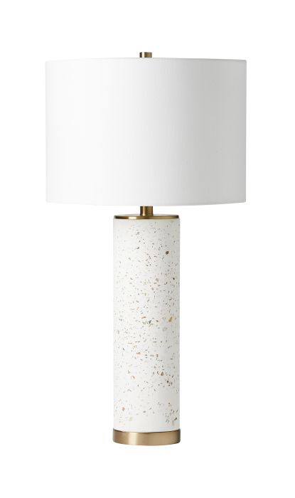 ##Antique Hardware## 1 Light Metal/Concrete Base Table Lamp in White Terrazo/Antique Brass