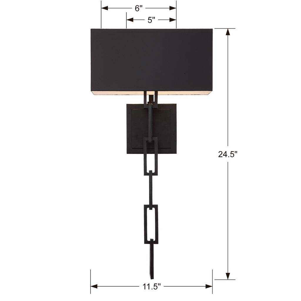 Crystorama Crystorama Brian Patrick Flynn Alston 2 Light Matte Black + White Sconce