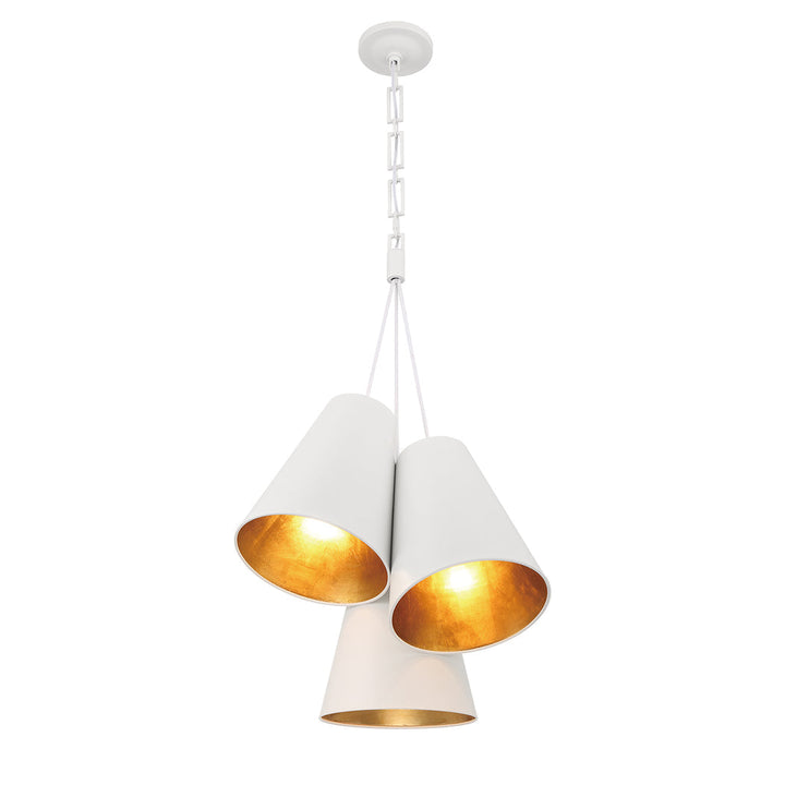Crystorama Crystorama Brian Patrick Flynn Alston 3 Light Matte White + Antique Gold Pendant