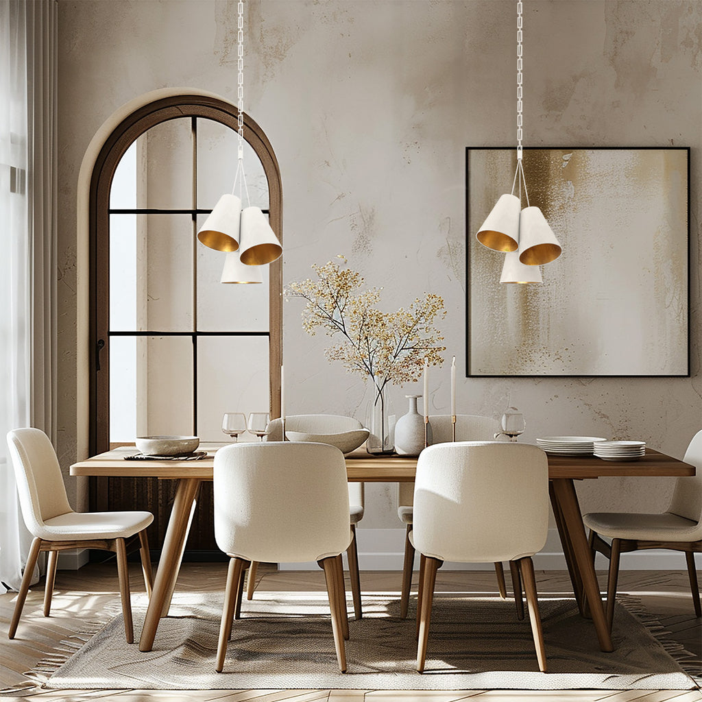 Crystorama Crystorama Brian Patrick Flynn Alston 3 Light Matte White + Antique Gold Pendant