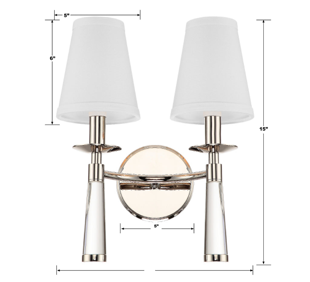 Crystorama Crystorama Baxter 2 Light Polished Nickel Bronze Sconce