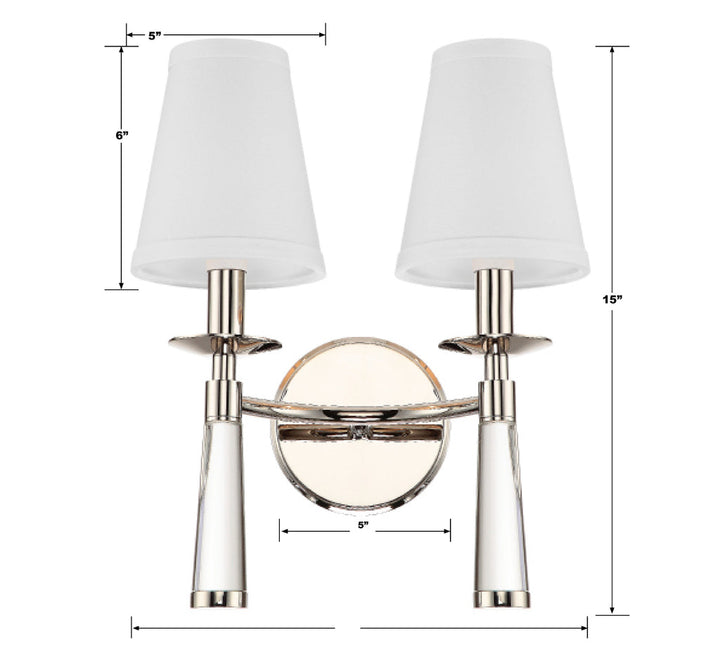 Crystorama Crystorama Baxter 2 Light Polished Nickel Bronze Sconce