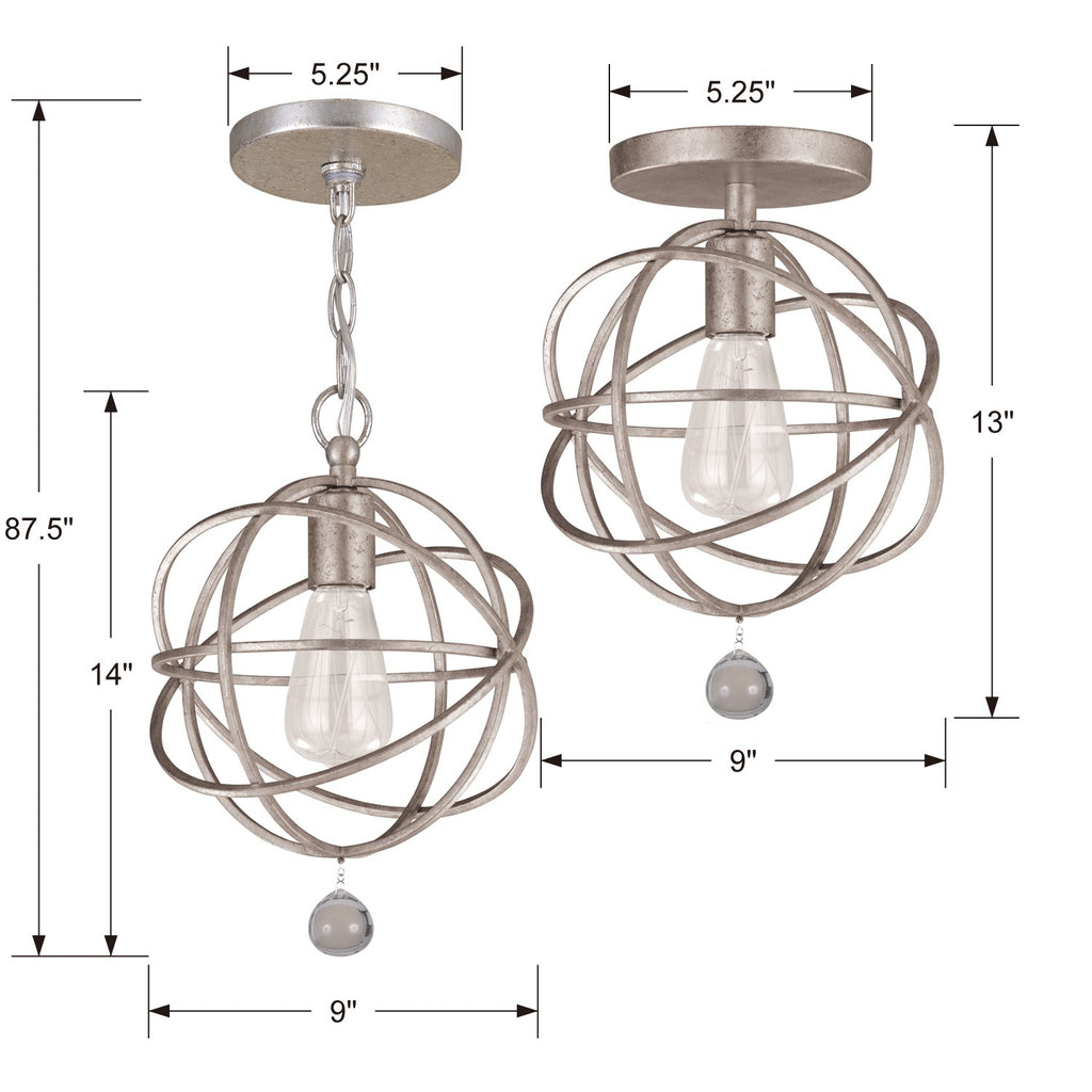 Crystorama Crystorama Solaris 1 Light Olde Silver Mini Pendant