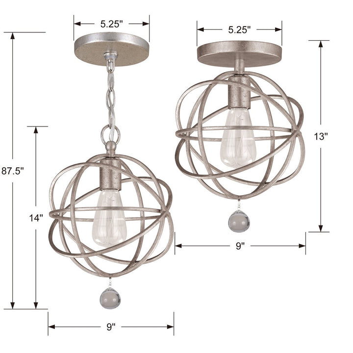 Crystorama Crystorama Solaris 1 Light Olde Silver Mini Pendant
