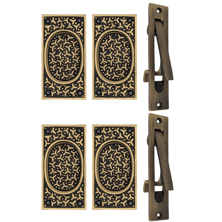 COPPER MOUNTAIN HARDWARE Rice Pattern Pocket Passage Style Door Set in Several Finishes