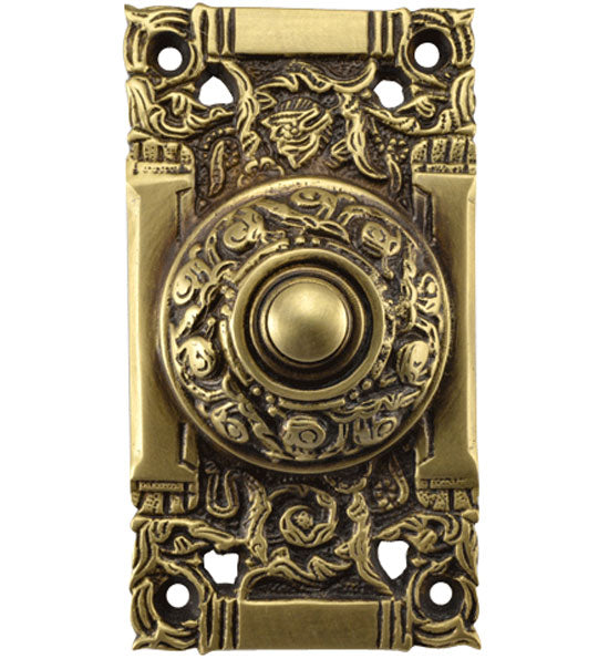 4 1/4 Inch Art Nouveau Solid Brass Doorbell COPPER MOUNTAIN HARDWARE