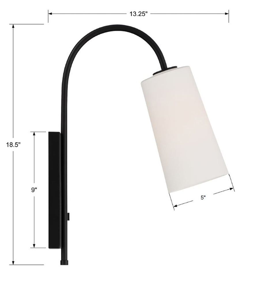 Crystorama Crystorama Alexa 1 Light Matte Black Task Sconce