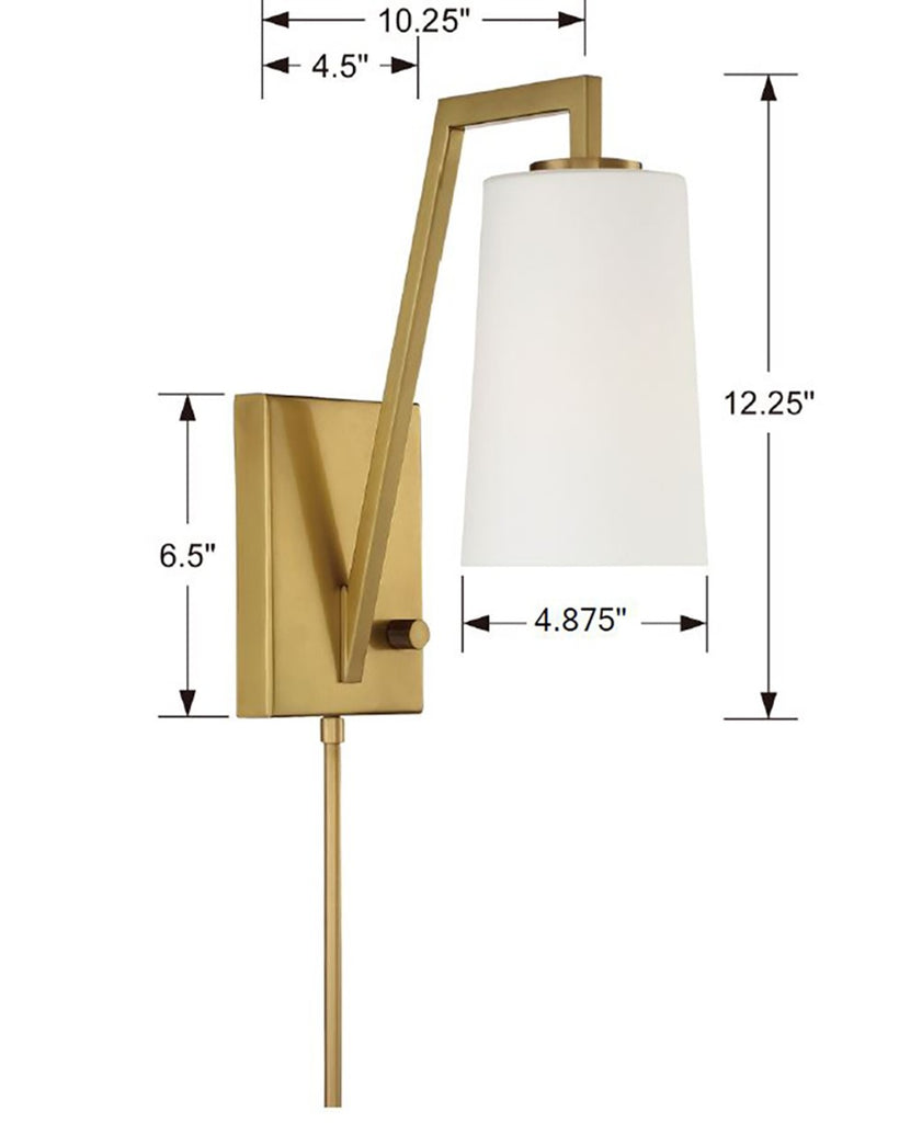 Crystorama Crystorama Avon 1 Light Aged Brass Task Sconce