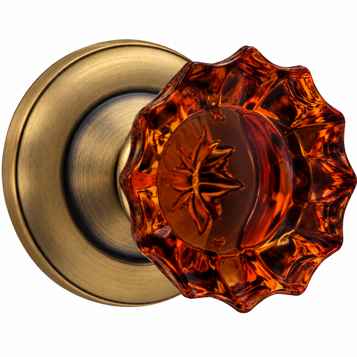 Magnifique® Classic Door Set with Amber Glass Fluted Knobs (Several Finishes Available)