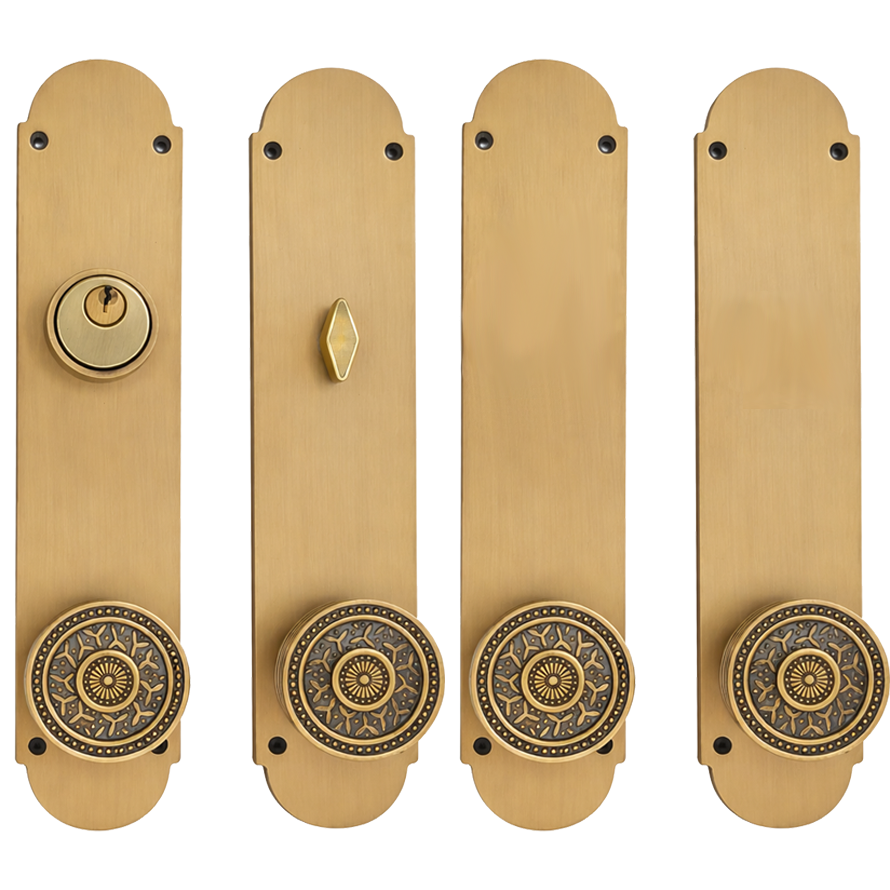 Traditional Style Double Door Deadbolt Entryway Set (Several Finishes Available)