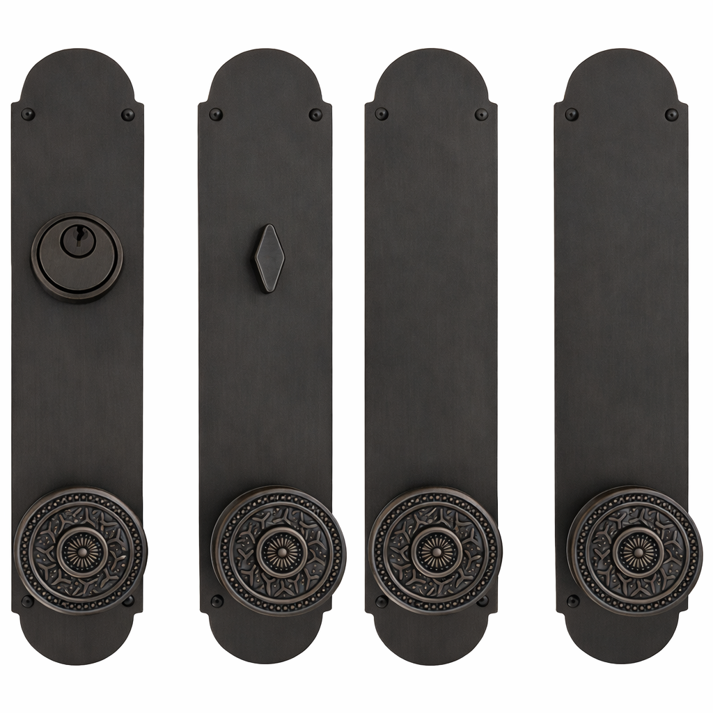 Traditional Style Double Door Deadbolt Entryway Set (Several Finishes Available)
