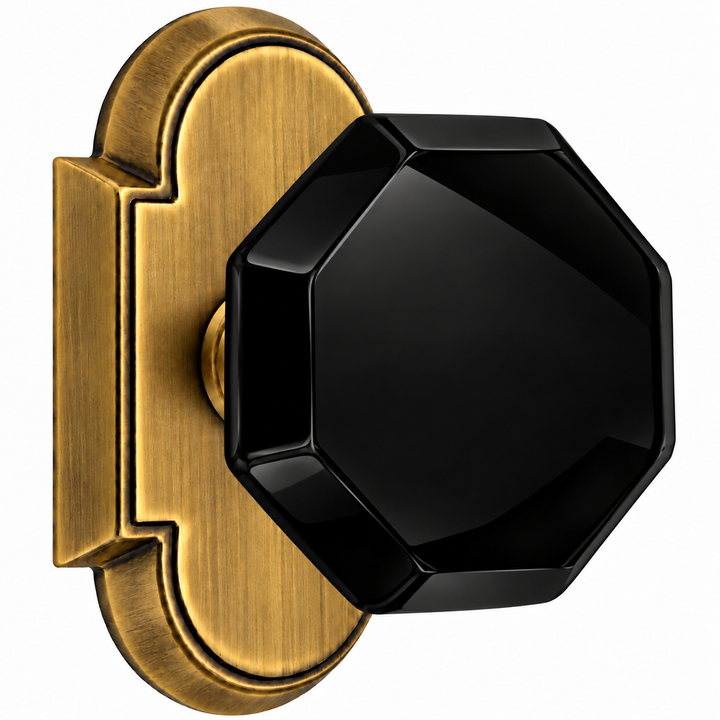 Magnifique® Arched Door Set with Black Glass Octagon Knobs (Several Finishes Available)