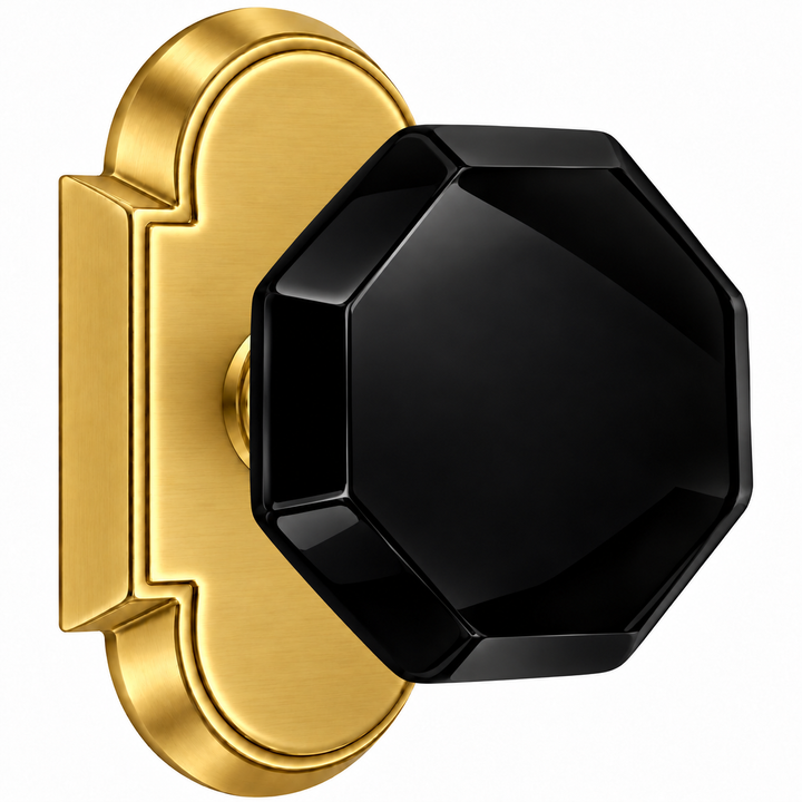 Magnifique® Arched Door Set with Black Glass Octagon Knobs (Several Finishes Available)