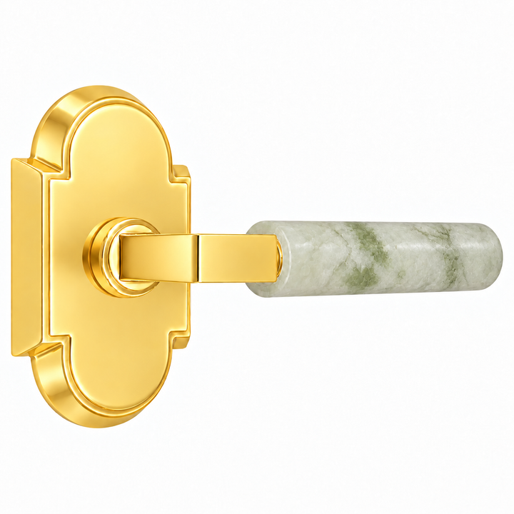 Magnifique® Arched Door Set with Modern Green Jade Lever (Several Finishes Available)