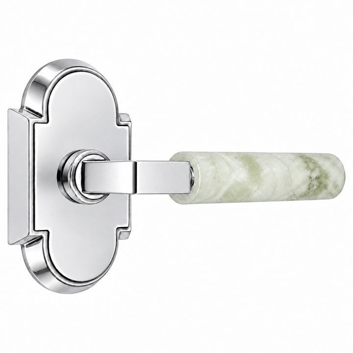 Magnifique® Arched Door Set with Modern Green Jade Lever (Several Finishes Available)