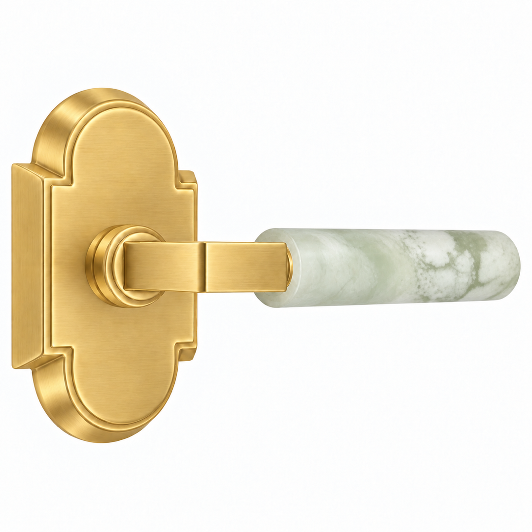 Magnifique® Arched Door Set with Modern Green Jade Lever (Several Finishes Available)