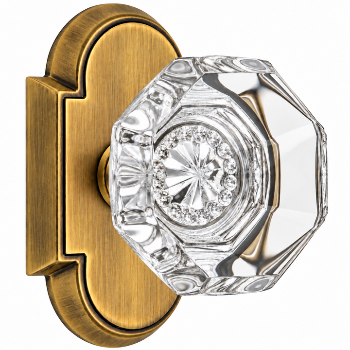 Magnifique® Arched Door Set with Crystal Octagon Knobs (Several Finishes Available)