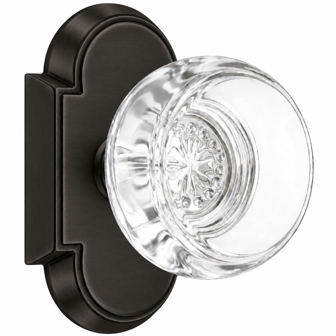 Magnifique® Arched Door Set with Round Crystal Knobs (Several Finishes Available)