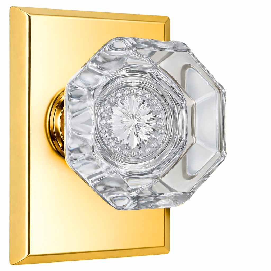 Magnifique® Rectangular Door Set with Crystal Octagon Knobs (Several Finishes Available)