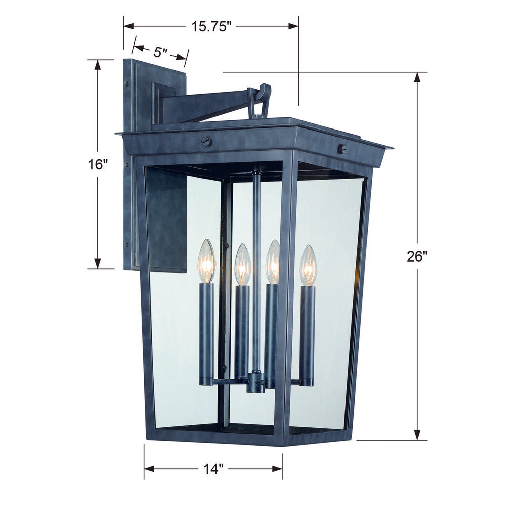 Belmont 4 Light Graphite Outdoor Sconce Crystorama