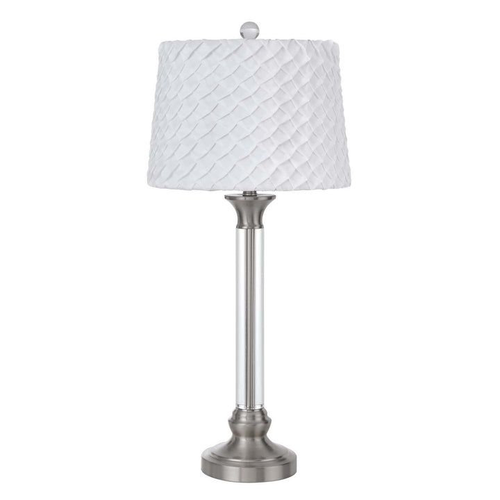 150W 3 WAY RUSTON CRYSTAL/METAL TABLE LAMP WITH PLEATED HARDBACK SHADE Cal Lighting