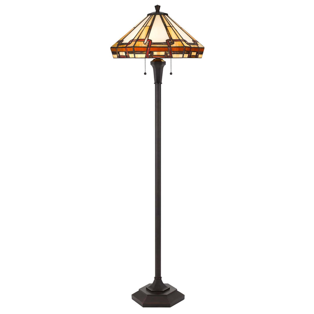 60W X 2 TIFFANY TABLE LAMP WITH PULL CHAIN SWITCH WITH METAL AND RESIN LAMP BODY Cal Lighting