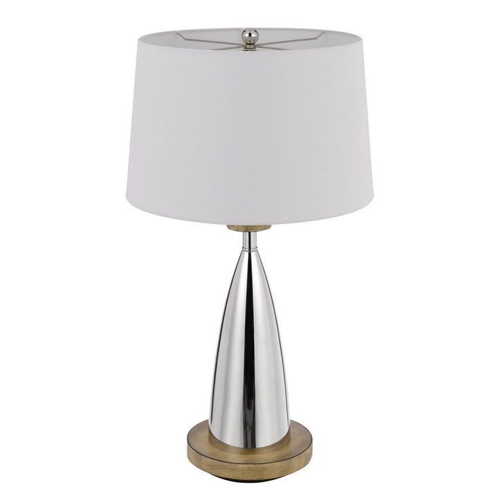 150W 3 WAY LOCKPORT METAL TABLE LAMP WITH FAUX WOOD FINISH Cal Lighting