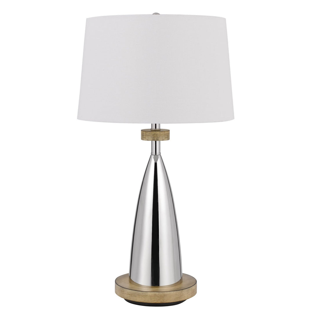 150W 3 WAY LOCKPORT METAL TABLE LAMP WITH FAUX WOOD FINISH Cal Lighting