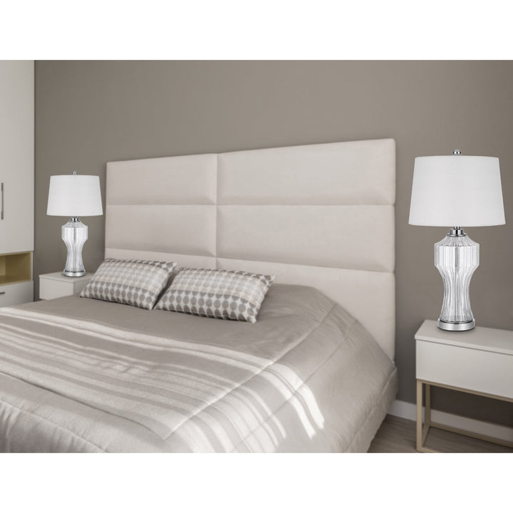 100W 3 WAY RESTON COLUMN GLASS TABLE LAMP Cal Lighting