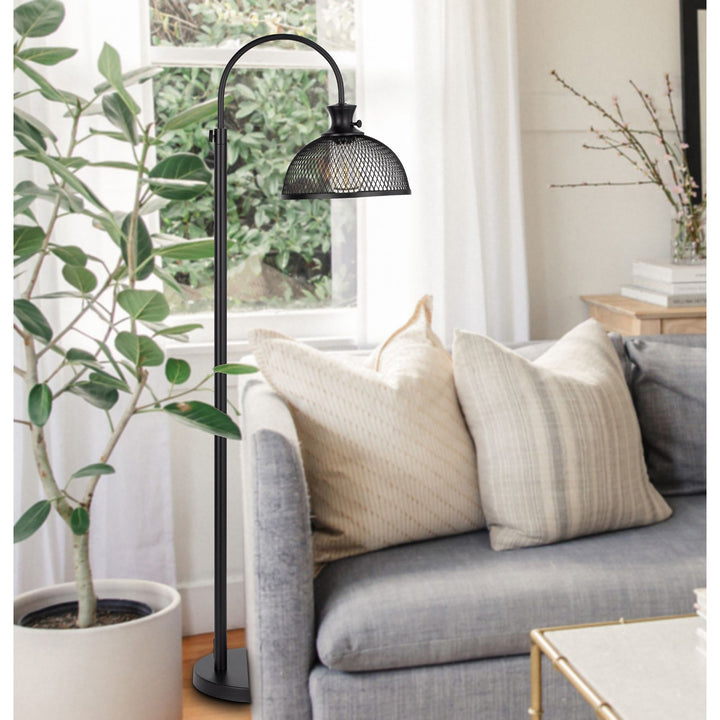 60W LEWISTON METAL DOWNBRIDGE ADJUSTABLE FLOOR LAMP WITH MESH SHADE Cal Lighting