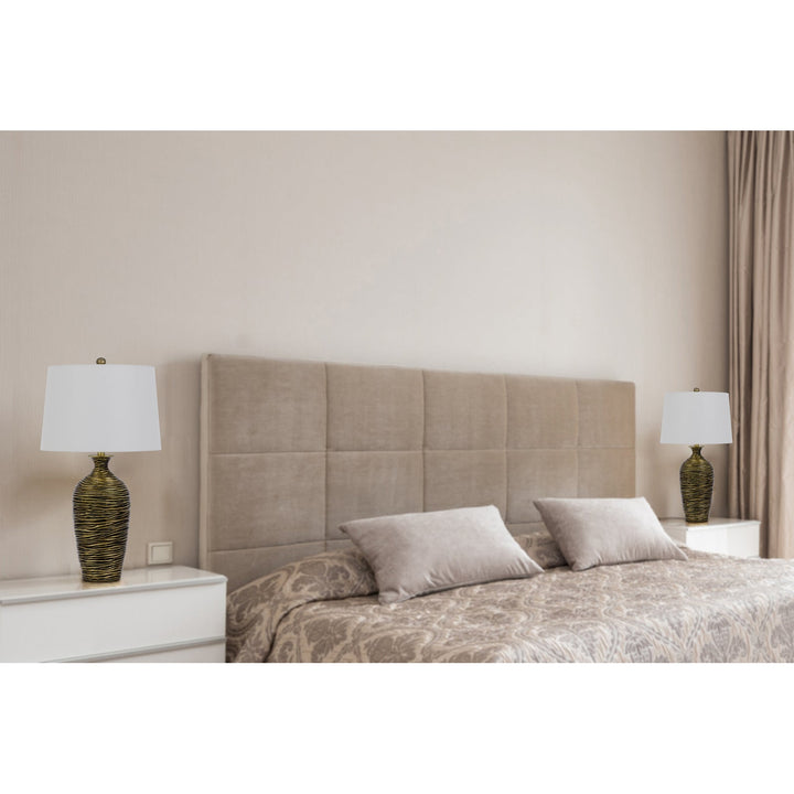 150W 3 WAY AURORA RESIN TABLE LAMP WITH HARDBACK TAPER DRUM FABRIC SHADE (SOLD AS PAIRS) Cal Lighting