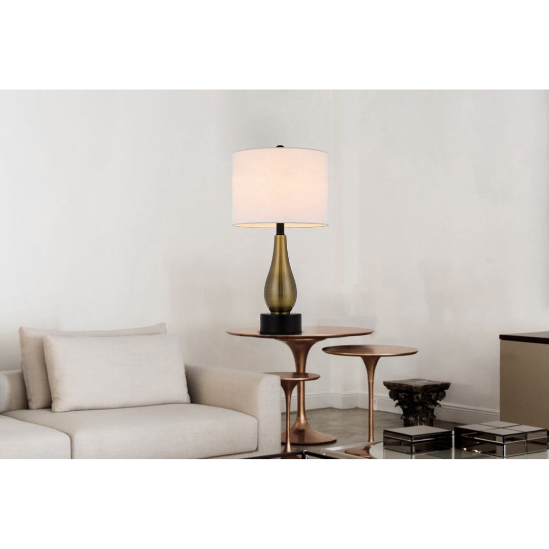 100W ASHLAND METAL TABLE LAMP WITH HARDBACK DRUM FABRIC SHADE (SOLD AS PAIRS) Cal Lighting