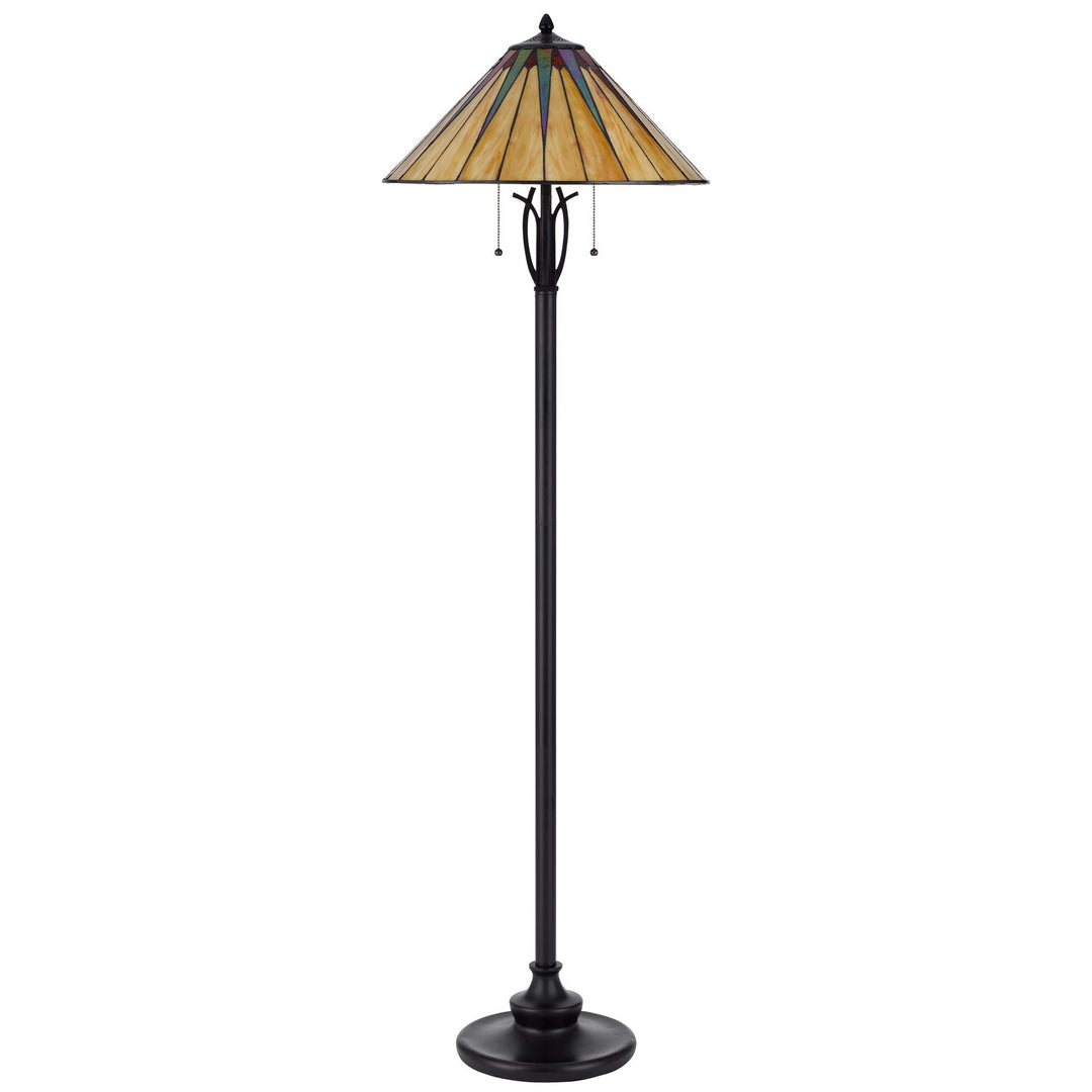 Cal Lighting 60W X 2 METAL/RESIN TIFFANY TABLE LAMP WITH PULL CHAIN SWITCHES