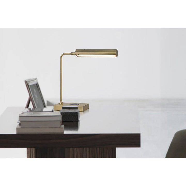 DELRAY 12W INTERGRATED LED METAL DESK LAMP WITH WIRELESS CHARGING PORT Cal Lighting