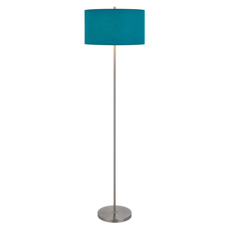 150W 3 WAYT CROMWELL METAL FLOOR LAMP WITH AQUA BLUE LINEN SHADE Cal Lighting
