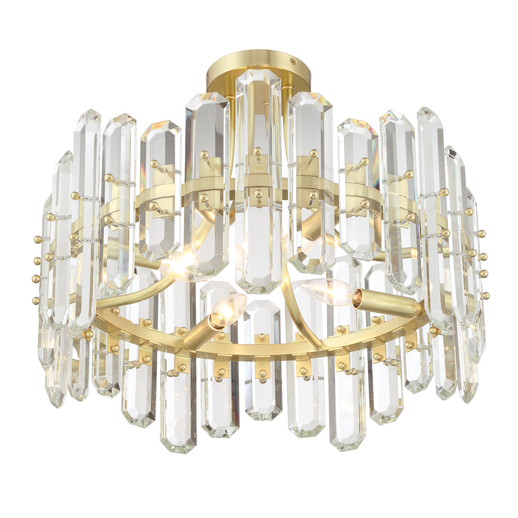 Bolton 4 Light Aged Brass Semi Flush Mount Crystorama