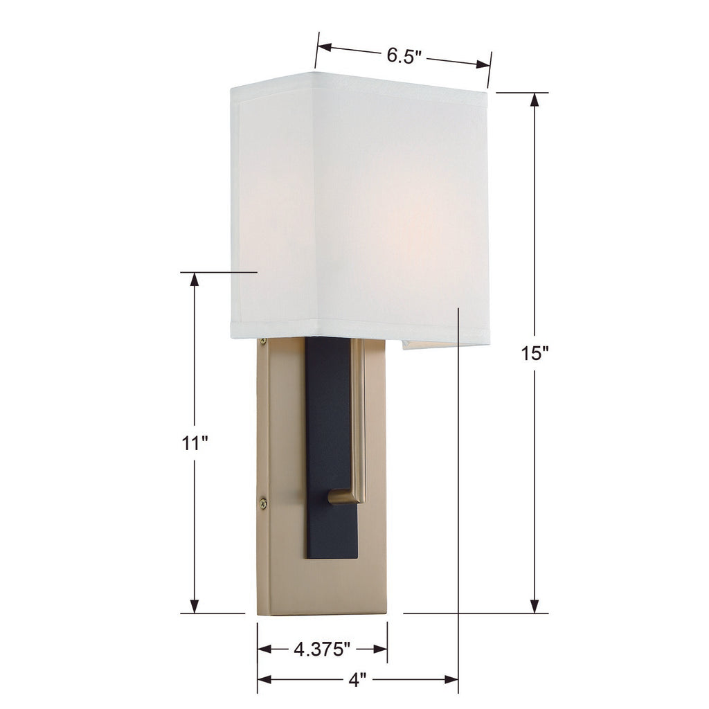 Crystorama Crystorama Brent 1 Light Vibrant Gold + Black Forged Sconce