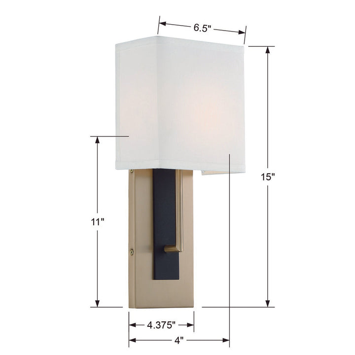 Crystorama Crystorama Brent 1 Light Vibrant Gold + Black Forged Sconce