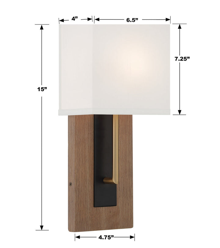 Crystorama Crystorama Brent 1 Light Matte Black + Vibrant Gold Sconce