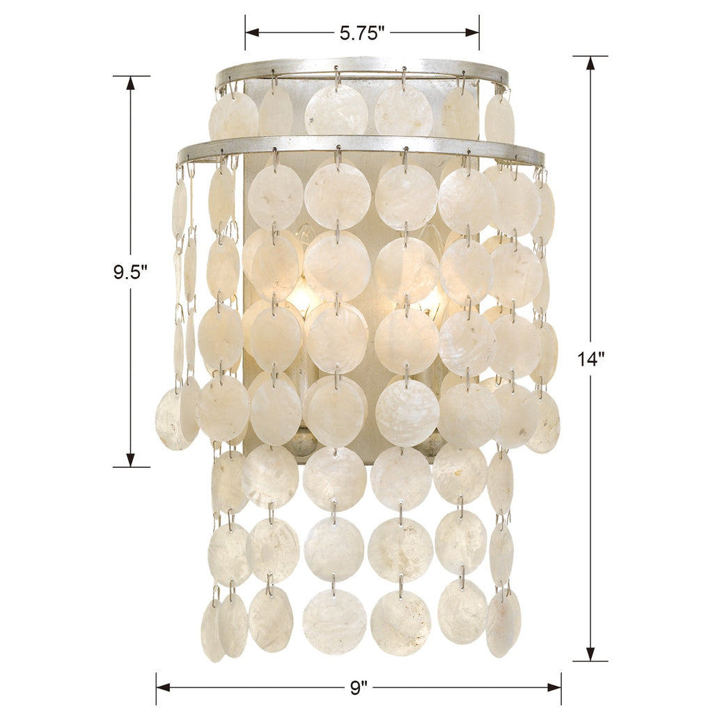 Crystorama Crystorama Brielle 2 Light Antique Silver Sconce