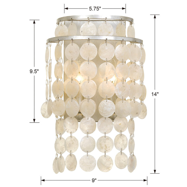 Crystorama Crystorama Brielle 2 Light Antique Silver Sconce