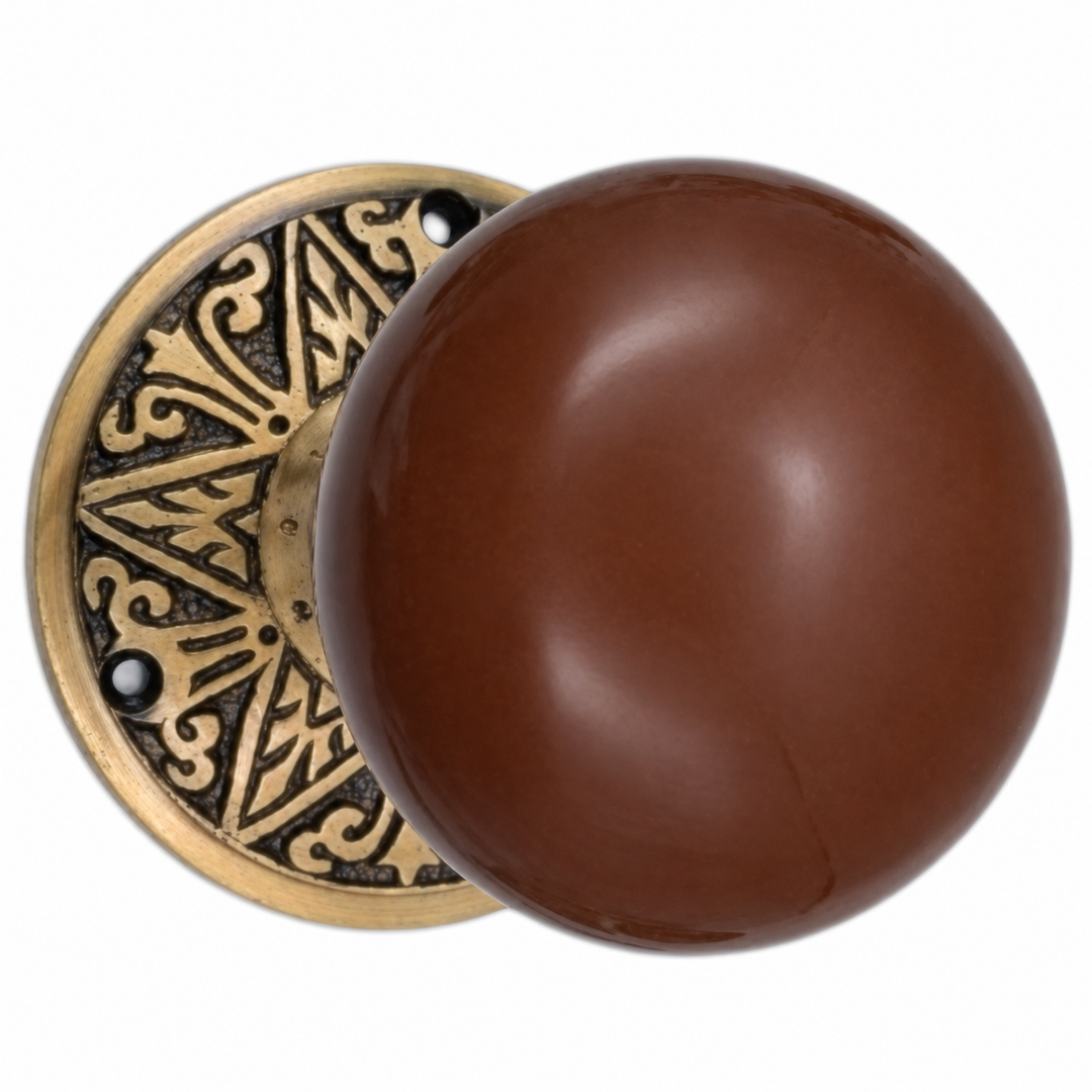 Lancaster Door Set With Brown Porcelain Knob (Several Finishes Available)