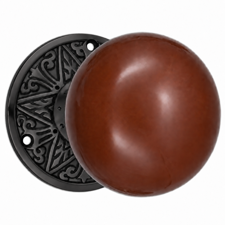 Lancaster Door Set With Brown Porcelain Knob (Several Finishes Available)